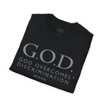 Load image into Gallery viewer, God Overcomes Discrimination  Unisex Softstyle T-Shirt Design 1
