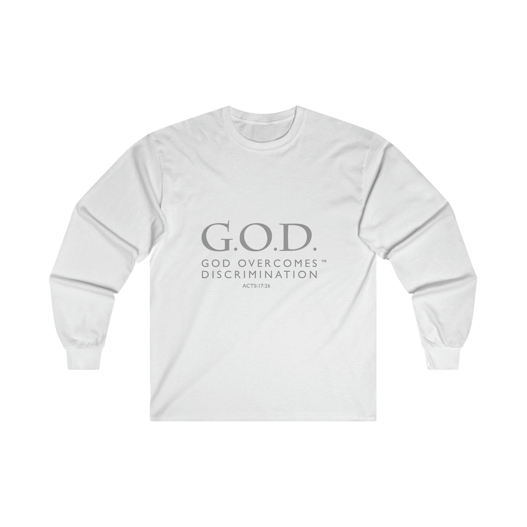 God Overcomes Discrimination Clothing Ultra Cotton Long Sleeve Tee