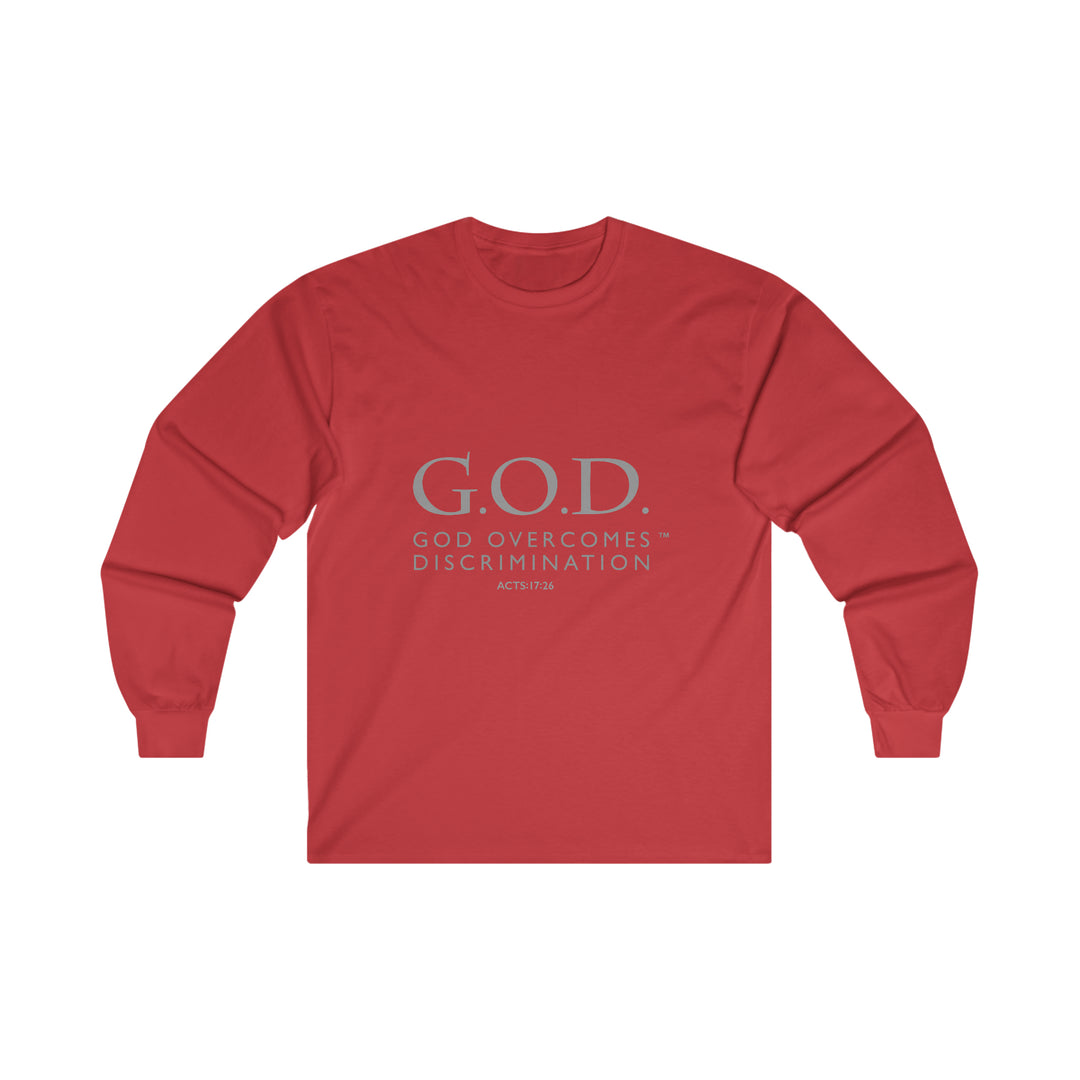 God Overcomes Discrimination Clothing Ultra Cotton Long Sleeve Tee