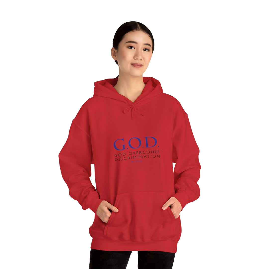 God Overcomes Discrimination Unisex Heavy Blend™ Hooded Sweatshirt